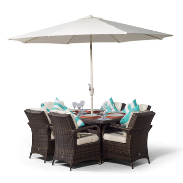 Arizona Rectangular 6 Seater Patio Dining Set with Ice Bucket Drinks Cooler - Brown