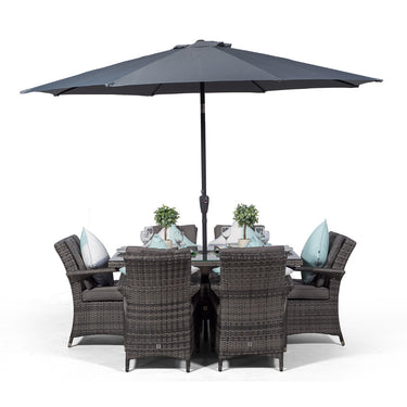 Arizona Rectangular 6 Seater Patio Dining Set with Ice Bucket Drinks Cooler - Grey