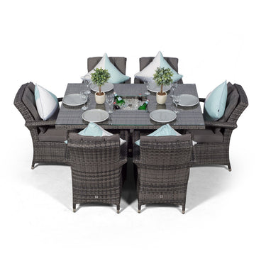 Arizona Rectangular 6 Seater Patio Dining Set with Ice Bucket Drinks Cooler - Grey