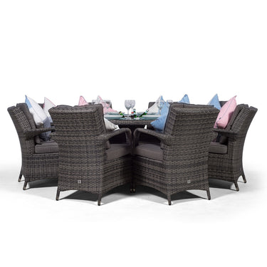 Arizona Round 8 Seater Patio Dining Set with Ice Bucket Drinks Cooler - Grey