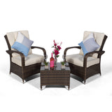 Arizona 2 Seat Rattan Lounge Chair and Table Set - Brown