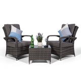 Arizona 2 Seat Rattan Lounge Chair and Table Set - Grey
