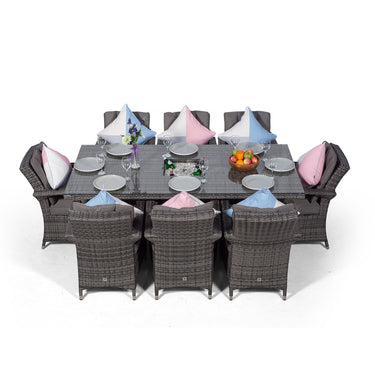 Arizona Rectangular 8 Seater Patio Dining Set with Ice Bucket Drinks Cooler - Grey