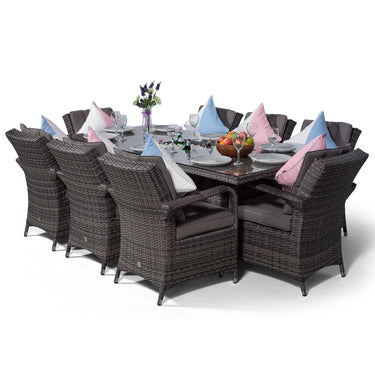 Arizona Rectangular 8 Seater Patio Dining Set with Ice Bucket Drinks Cooler - Grey