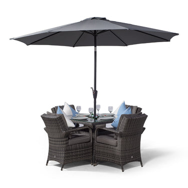 Arizona Square 4 Seater Patio Dining Set with Ice Bucket Drinks Cooler - Grey
