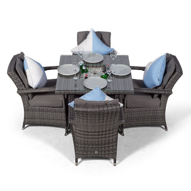 Arizona Square 4 Seater Patio Dining Set with Ice Bucket Drinks Cooler - Grey