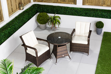 Arizona Round Garden Bistro Table and Chairs Set - Brown