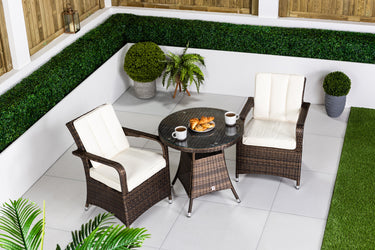 Arizona Round Garden Bistro Table and Chairs Set - Brown