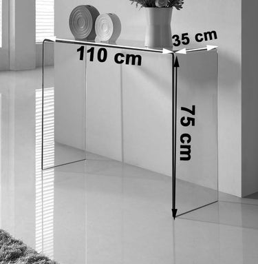 Crystal Large Curved Glass Console Table