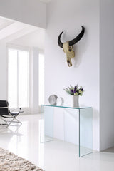 Crystal Large Curved Glass Console Table