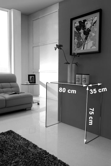 Crystal Small Curved Glass Console Table