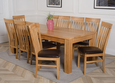 Dakota Extra Large Oak Dining Table with 10 Harvard Oak Chairs