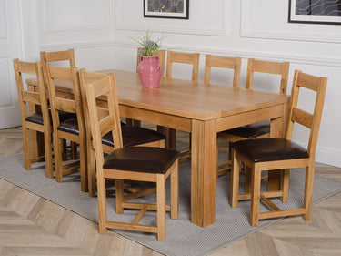 Dakota Extra Large Oak Dining Table with 10 Lincoln Oak Chairs