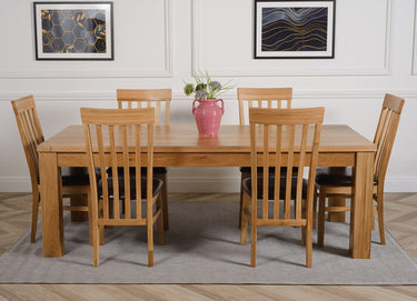 Dakota Extra Large Oak Dining Table with 6 Harvard Oak Chairs