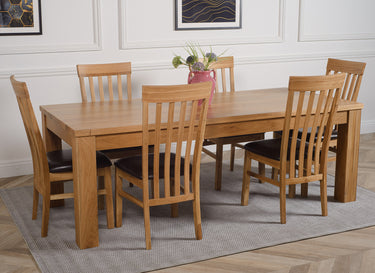 Dakota Extra Large Oak Dining Table with 6 Harvard Oak Chairs