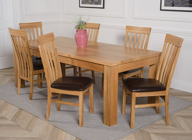 Dakota Extra Large Oak Dining Table with 6 Harvard Oak Chairs