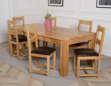 Dakota Extra Large Oak Dining Table with 6 Lincoln Oak Chairs