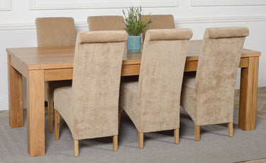 Dakota Extra Large Oak Dining Table with 6 Montana Beige Fabric Chairs