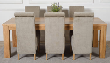 Dakota Extra Large Oak Dining Table with 6 Montana Grey Fabric Chairs