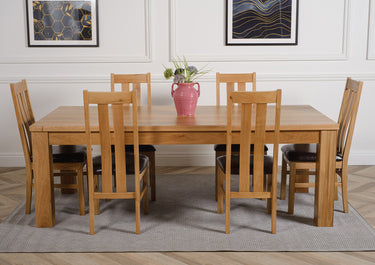 Dakota Extra Large Oak Dining Table with 6 Princeton Oak Chairs
