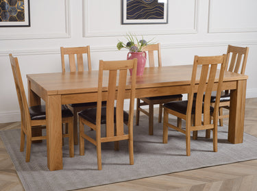 Dakota Extra Large Oak Dining Table with 6 Princeton Oak Chairs