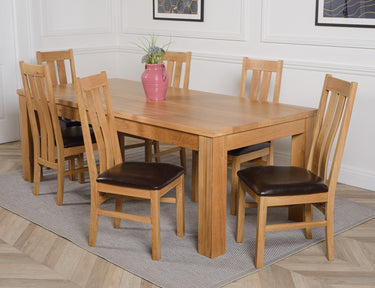 Dakota Extra Large Oak Dining Table with 6 Princeton Oak Chairs