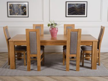 Dakota Extra Large Oak Dining Table with 6 Stanford Oak Chairs