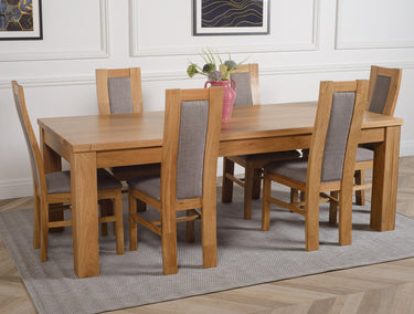 Dakota Extra Large Oak Dining Table with 6 Stanford Oak Chairs