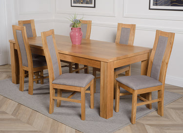 Dakota Extra Large Oak Dining Table with 6 Stanford Oak Chairs