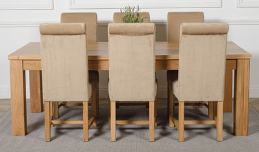 Dakota Extra Large Oak Dining Table with 6 Washington Beige Fabric Chairs