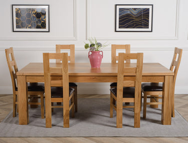 Dakota Extra Large Oak Dining Table with 6 Yale Oak Chairs