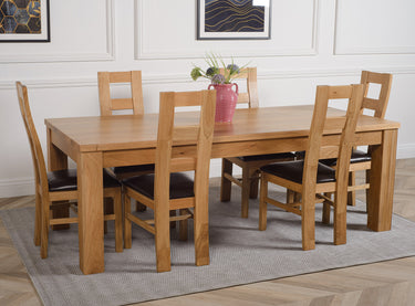 Dakota Extra Large Oak Dining Table with 6 Yale Oak Chairs