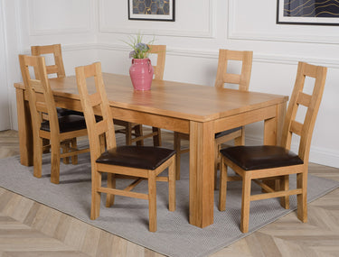 Dakota Extra Large Oak Dining Table with 6 Yale Oak Chairs
