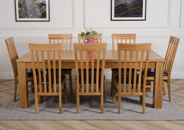 Dakota Extra Large Oak Dining Table with 8 Harvard Oak Chairs