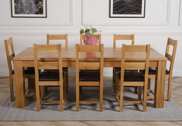Dakota Extra Large Oak Dining Table with 8 Lincoln Oak Chairs