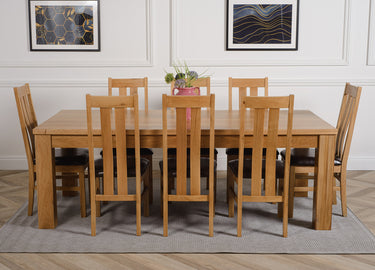 Dakota Extra Large Oak Dining Table with 8 Princeton Oak Chairs