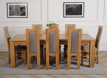 Dakota Extra Large Oak Dining Table with 8 Stanford Oak Chairs