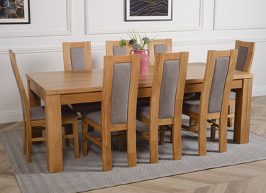 Dakota Extra Large Oak Dining Table with 8 Stanford Oak Chairs