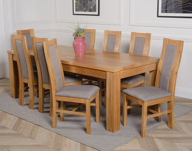 Dakota Extra Large Oak Dining Table with 8 Stanford Oak Chairs
