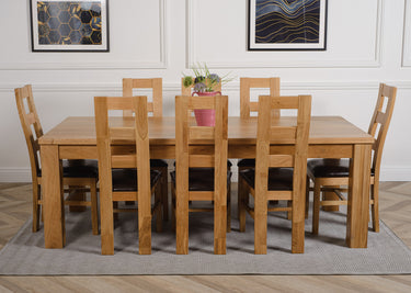 Dakota Extra Large Oak Dining Table with 8 Yale Oak Chairs
