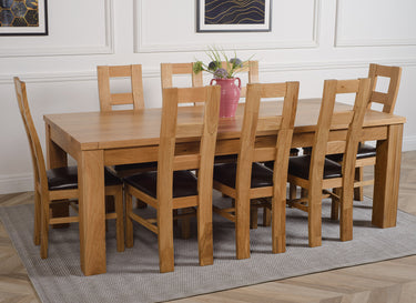 Dakota Extra Large Oak Dining Table with 8 Yale Oak Chairs