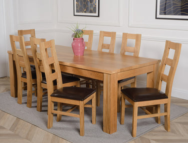 Dakota Extra Large Oak Dining Table with 8 Yale Oak Chairs