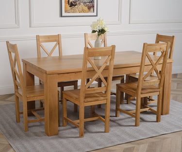 Dakota Large Oak Dining Table with 6 Berkeley Oak Chairs