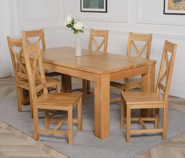 Dakota Large Oak Dining Table with 6 Berkeley Oak Chairs
