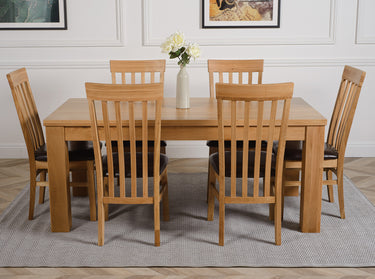 Dakota Large Oak Dining Table with 6 Harvard Oak Chairs