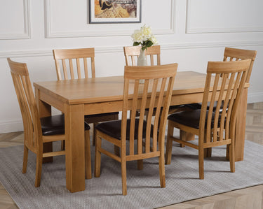 Dakota Large Oak Dining Table with 6 Harvard Oak Chairs