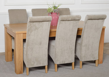 Dakota Large Oak Dining Table with 6 Montana Grey Fabric Chairs