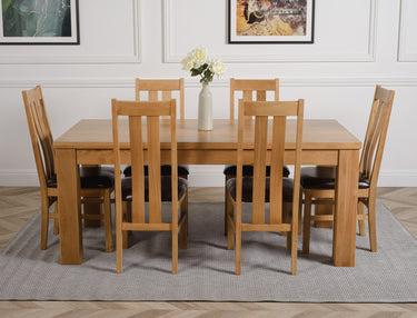 Dakota Large Oak Dining Table with 6 Princeton Oak Chairs