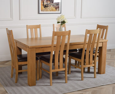 Dakota Large Oak Dining Table with 6 Princeton Oak Chairs