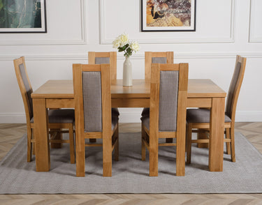 Dakota Large Oak Dining Table with 6 Stanford Oak Chairs